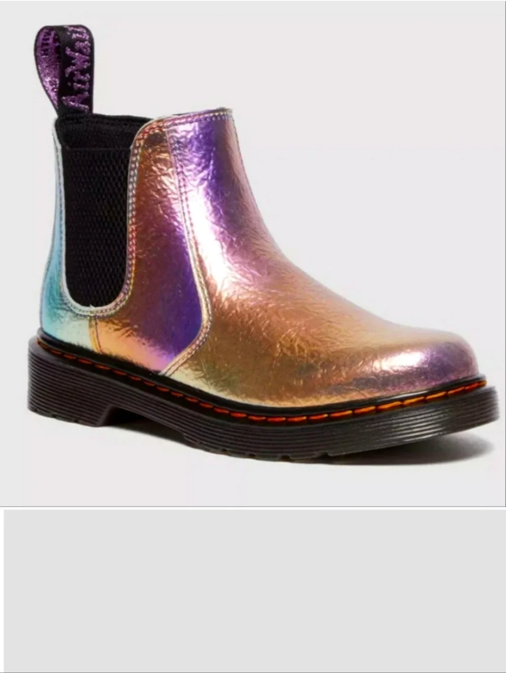 Dr Martens Boots Girls Rainbow Crinkle Unicorn Foiled Leather Kids Shoes Size 7 - Picture 2 of 7